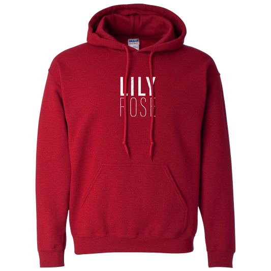 Logo red hoodie front Lily Rose 